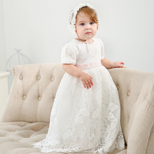 Ivory Lace Christening Gown & Bonnet 7810A